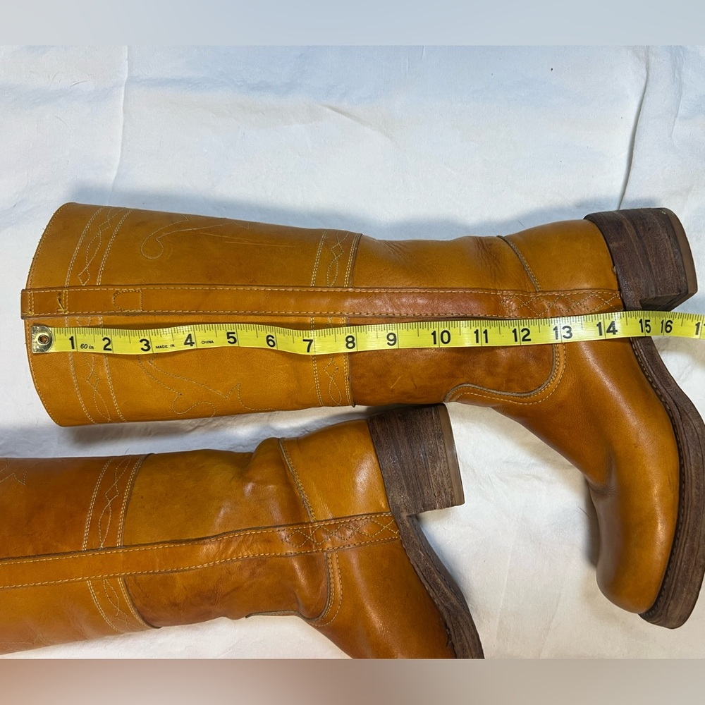 Vintage 1970s Frye Campus Taurus Stitch Black Label Boots Made in USA 7B - Picture 9 of 11